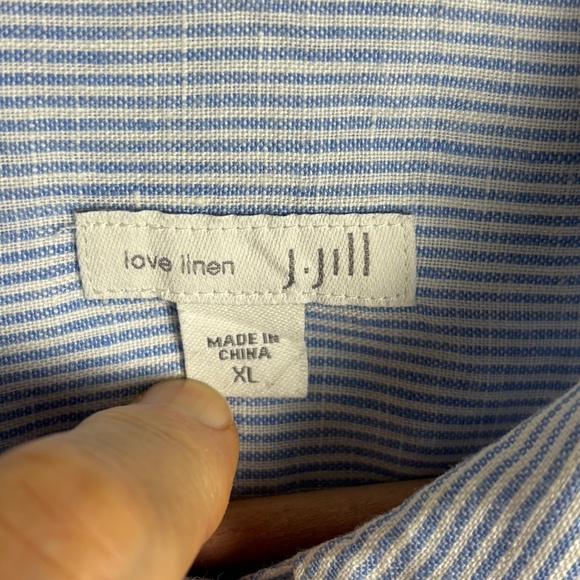 J Jill Love Linen Womens 3/4 Sleeve Tunic Button Shirt Breathable Coastal Beach - Picture 4 of 9